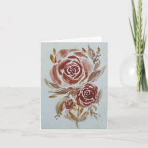 Roter Maroon Rose Aquarellfarbe Karte