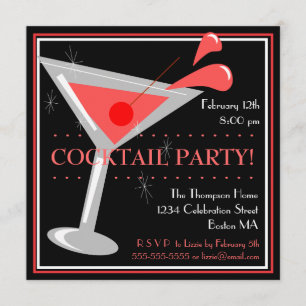 Roter Martini-Cocktailparty-Einladung Einladung