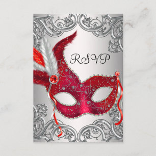 Roter Masken-Maskenball-Antwort RSVP Karte