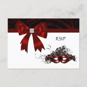 Roter Maskenball RSVP Karte