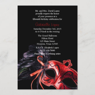 Roter Masquerade Quinceanera Ball Einladung