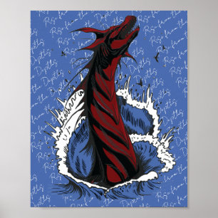 Roter Meer-Monster-Schlangen-Ozeanwellen-Plakat Poster