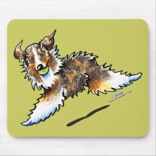 Roter Merle australischer Schäfer lässt Spiel Mousepad