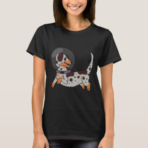 Roter Merle lange haarige Dackel im Weltraum T-Shirt
