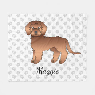 Roter Mini Goldendoodle Cartoon-Hund & Name Fleecedecke