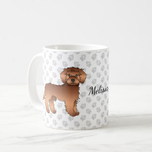 Roter Mini Goldendoodle Cartoon-Hund & Name Kaffeetasse