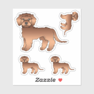 Roter Mini Goldendoodle Süßer Cartoon-Hund Aufkleber