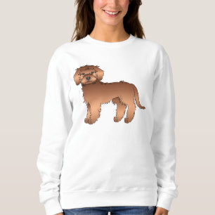 Roter Mini Goldendoodle Süßer Cartoon-Hund Sweatshirt