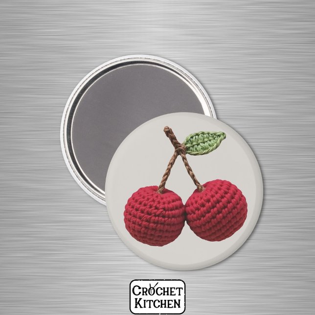 Roter Minimalistischer Oma Frucht Crochet Cherry Magnet (Von Creator hochgeladen)