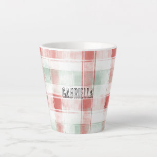 Roter Minz-Pfefferminz-Mocha-Kariert Streifen Weih Milchtasse