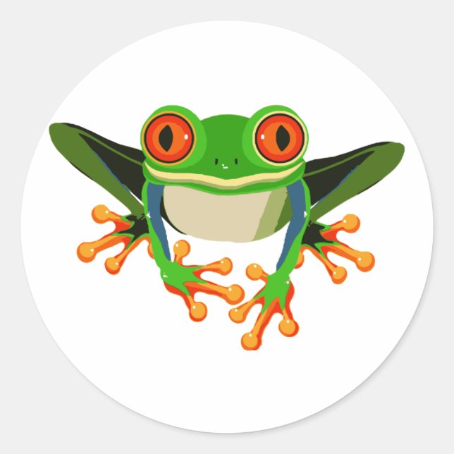 Roter mit Augen Baum-Frosch Runder Aufkleber (Vorderseite)