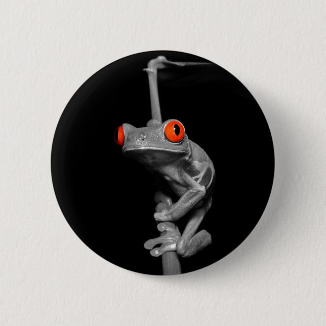 Roter Mit Augen Baumfrosch Button (Vorderseite)