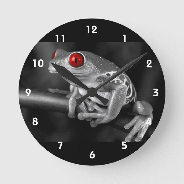 Roter Mit Augen Baumfrosch Runde Wanduhr (Vorderseite)