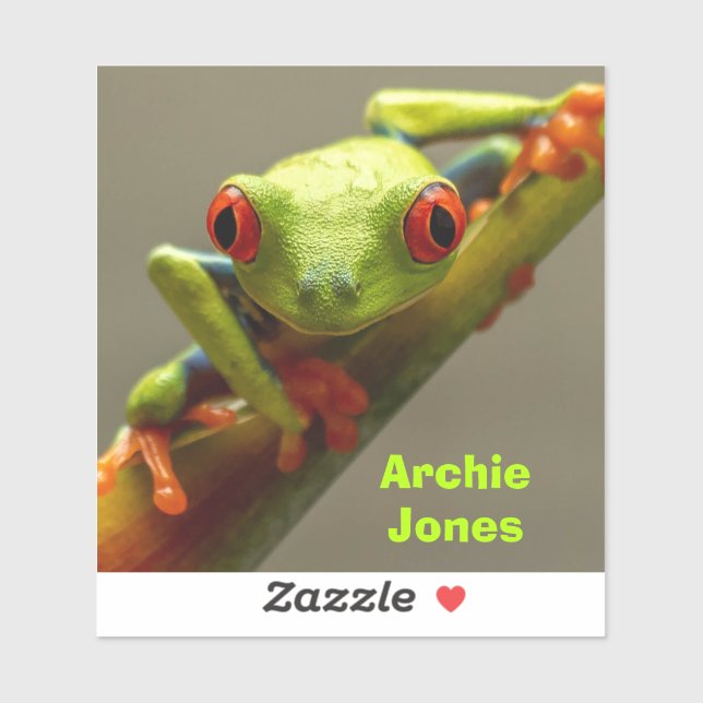 Roter Mit Augen Frosch Blick auf Ihr Foto Personal Aufkleber (Blatt)