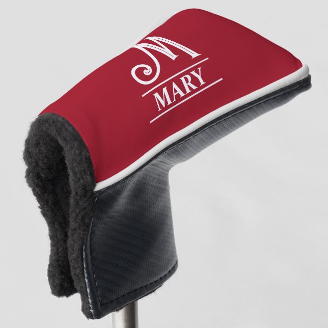 Roter Mit Monogramm Putter Kopfschutz Golf Headcover (3/4 Vorderseite)