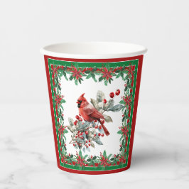 Roter Mockingbird Poinsettia Grenzen Elegant Pappbecher