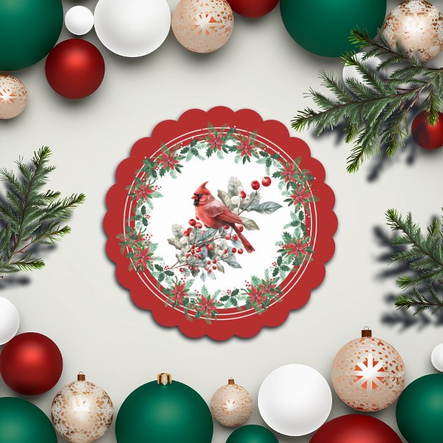 Roter Mockingbird Poinsettia Grenzen Elegant Untersetzer (Von Creator hochgeladen)