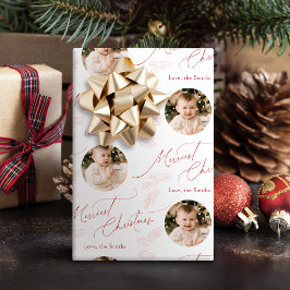 Roter moderner Schriftzug Frohe Weihnachten Famili Geschenkpapier