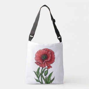 Roter Mohn, Aquarell und Tinte Tragetaschen Mit Langen Trägern