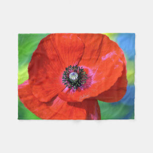 Roter Mohn auf dem Sonnenschein Fleecedecke
