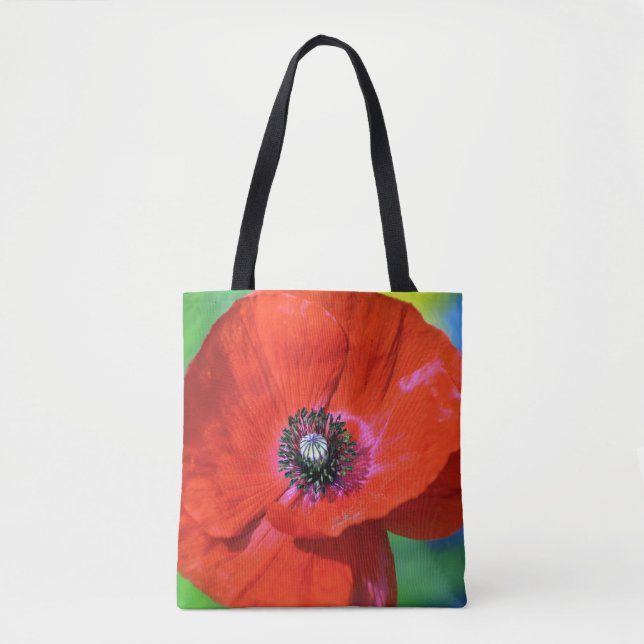 Roter Mohn auf dem Sonnenschein Tasche (Vorderseite)