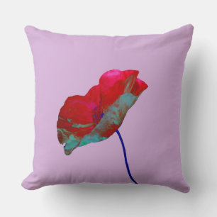 Roter Mohn auf lila rosa Kissen