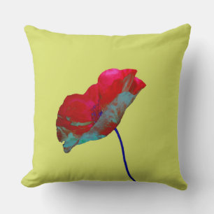 Roter Mohn auf pastellgrün Kissen
