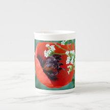 Roter Mohn blüht mit Grace Bone China Tasse