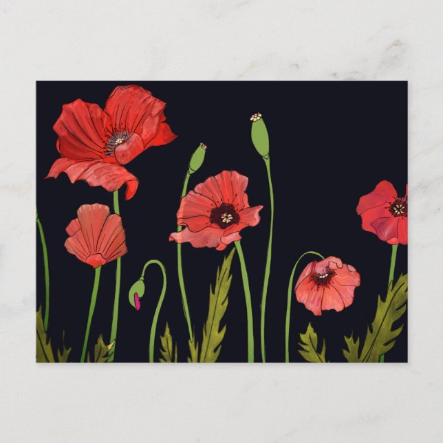 Roter Mohn Blume Aquarell Postkarte (Vorderseite)