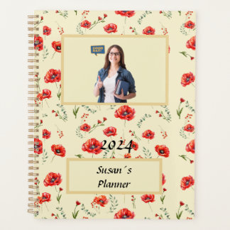 Roter Mohn Blume Aquarellmuster Planner Planer