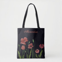 Roter Mohn-Blume auf schwarzem Monogramm