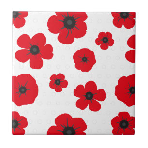 Roter Mohn-Blume auf Weiß Fliese