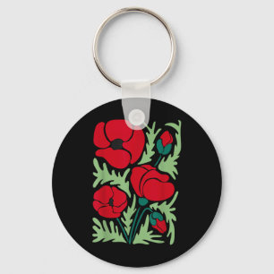 Roter Mohn Blume Botanische Poppies Veterans Day U Schlüsselanhänger