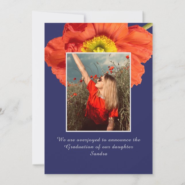 Roter Mohn Blume Foto Rahmen Moderner Abschluss Ankündigung (Rückseite)