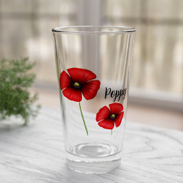 Roter Mohn Blume Individuelle Name Glass Glas
