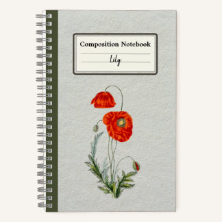 Roter Mohn Blume Personalisiert Notizbuch