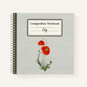 Roter Mohn Blume Personalisiert Notizbuch