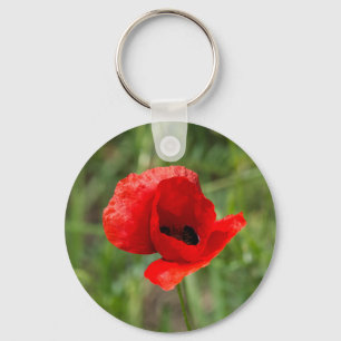 Roter Mohn-Blume Schlüsselanhänger