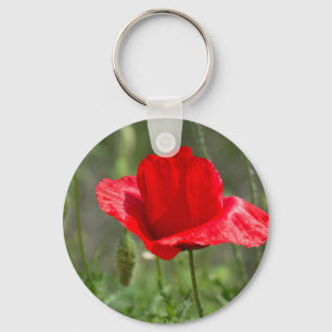 Roter Mohn-Blume Schlüsselanhänger