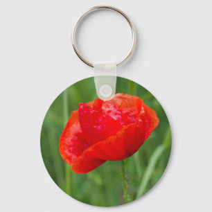 Roter Mohn-Blume Schlüsselanhänger
