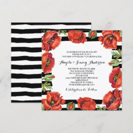 Roter Mohn Blume Schwarzer Streifen Einladung