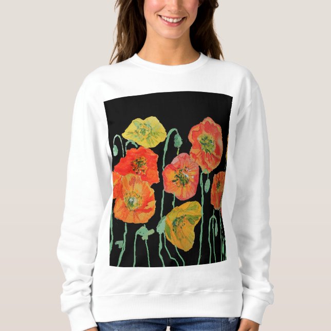 Roter Mohn Blütenfarben Wasserfarben Blume Muster  Sweatshirt (Vorderseite)