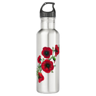 roter Mohn Edelstahlflasche