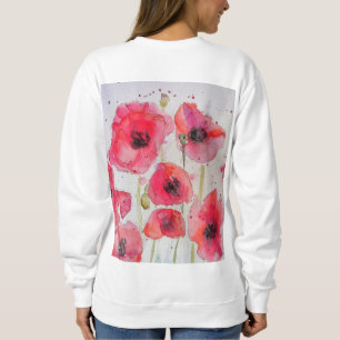 Roter Mohn floral Aquarell-Kunst-Blumenmuster Sweatshirt