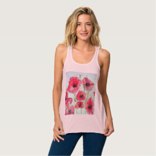 Roter Mohn floral Aquarell-Kunst-Blumenmuster Tank Top