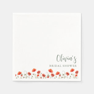 Roter Mohn-Garten Floral Braut-Brunch-Party Serviette