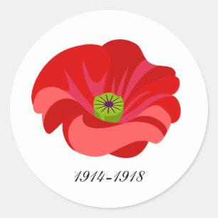 Roter Mohn Gedenk- Runder Aufkleber