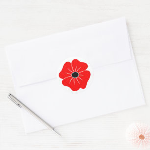 Roter Mohn-Gedenktag Runder Aufkleber