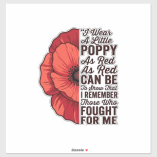 Roter Mohn Gedenkzitat Vektor-Shirt-Design_1 Aufkleber