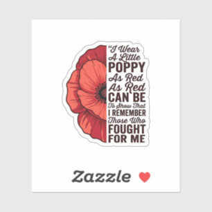 Roter Mohn Gedenkzitat Vektor-Shirt-Design_1 Aufkleber
